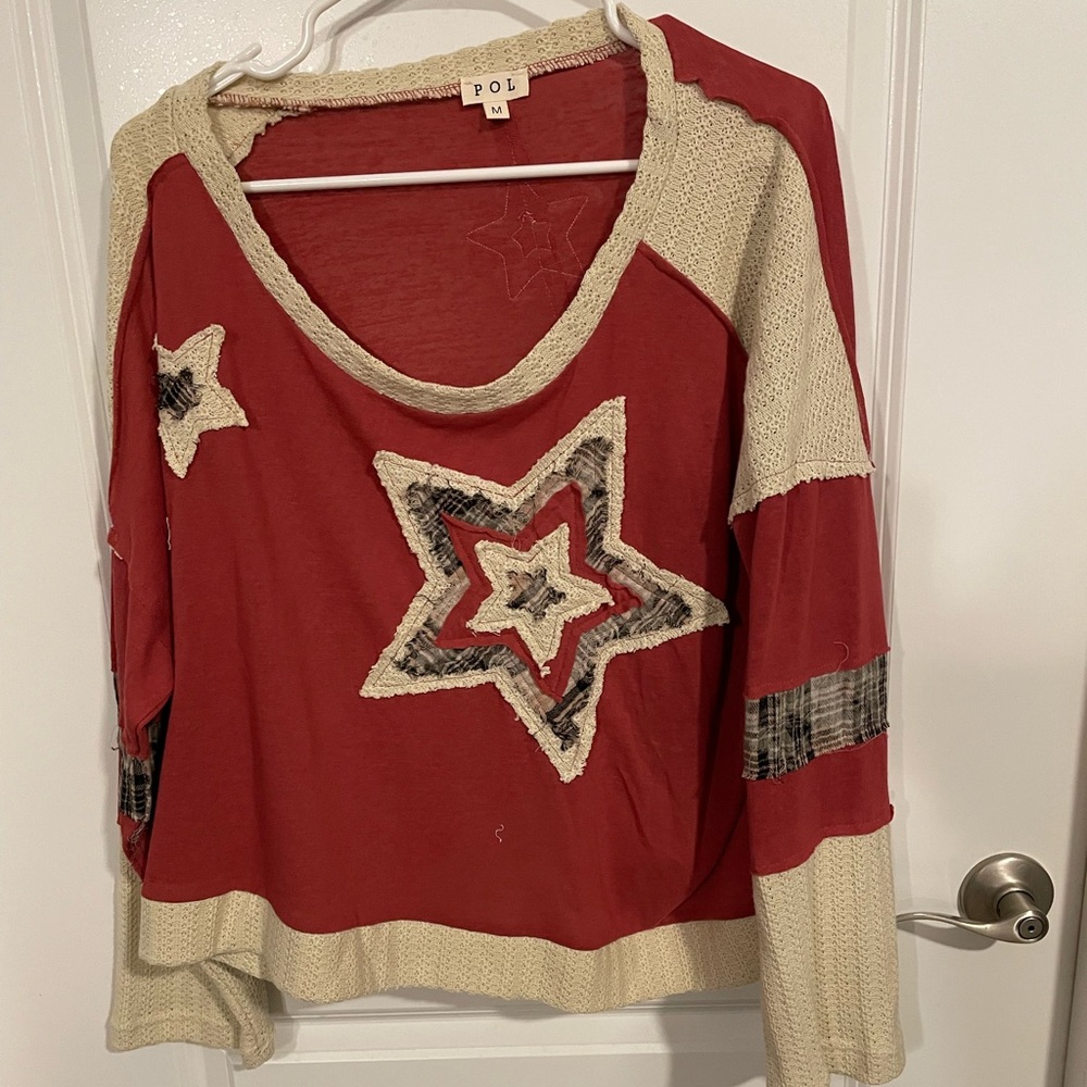 Red and Cream Star Sweater by POL MED